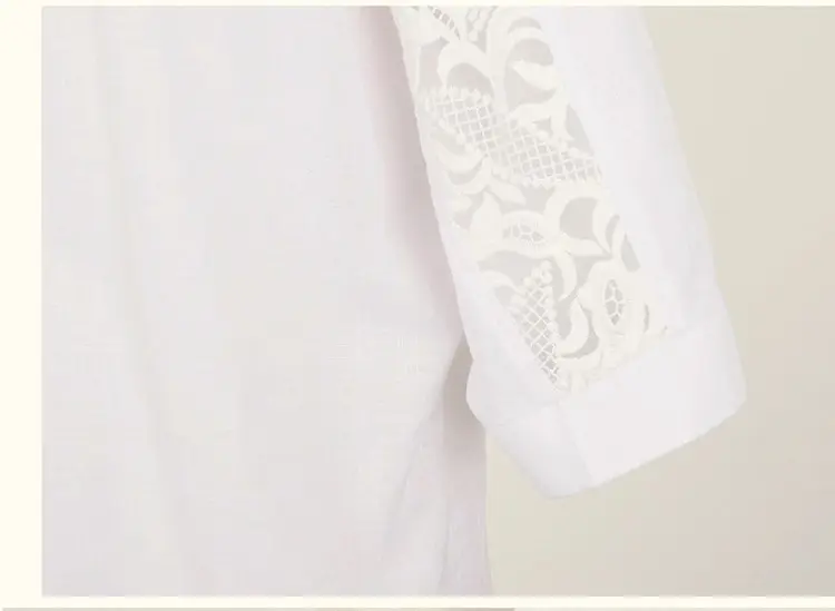 White Chiffon Lace Blouse Five Quarter Sleeve Plus Size — feature 14