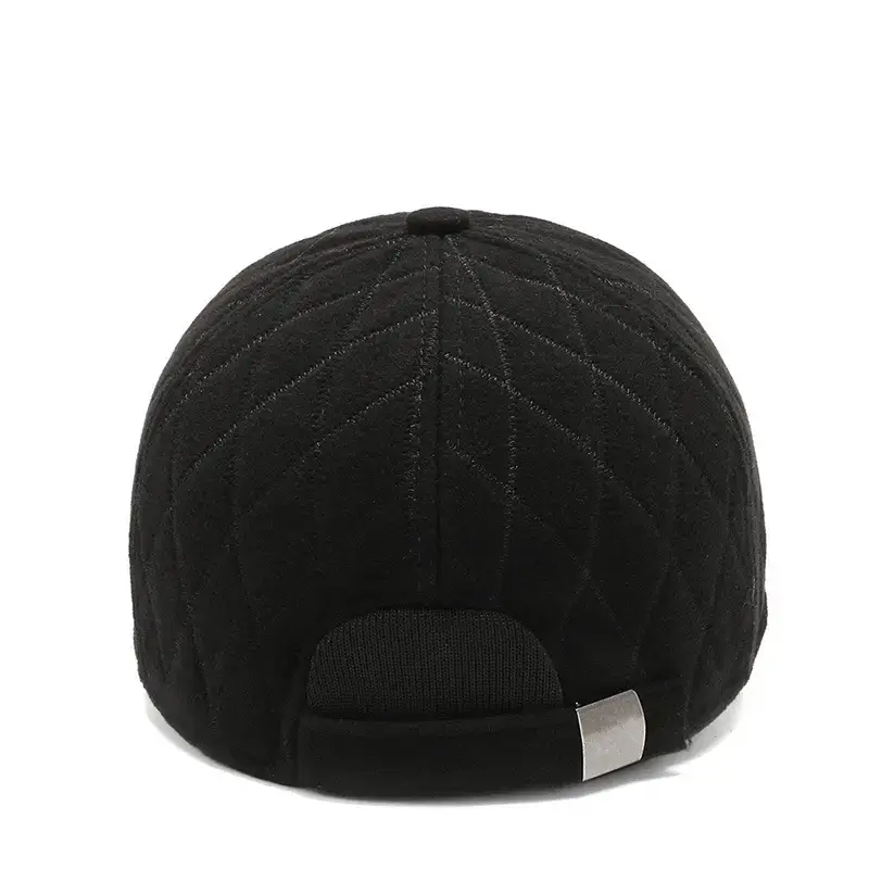 Men's Black Quilted Baseball Cap with Logo - Image 6