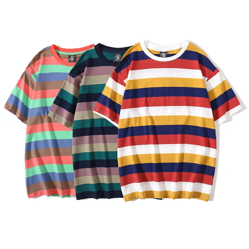 Pure Cotton Striped Women T-Shirt Loose Fit Multicolor - Image 4