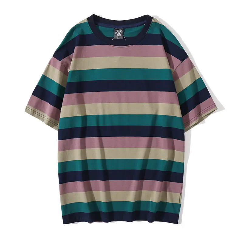 Pure Cotton Striped Women T-Shirt Loose Fit Multicolor - Image 5