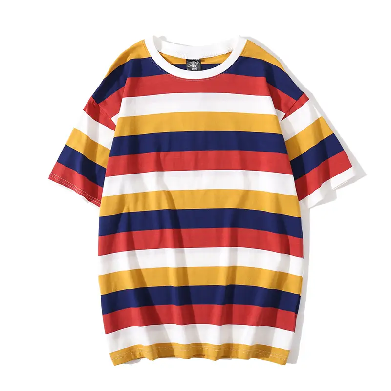 Pure Cotton Striped Women T-Shirt Loose Fit Multicolor - Image 6