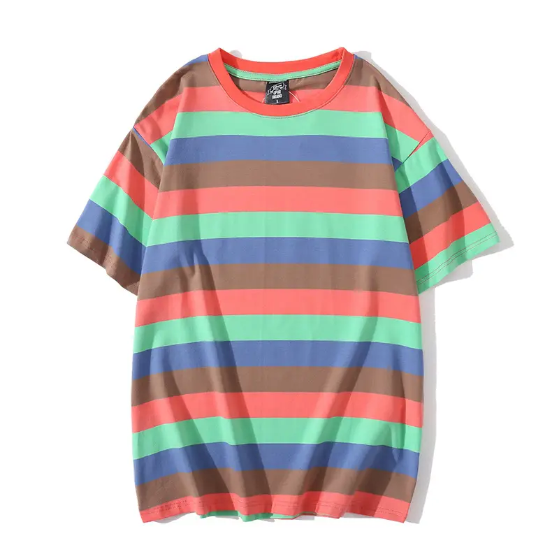 Pure Cotton Striped Women T-Shirt Loose Fit Multicolor - Image 7