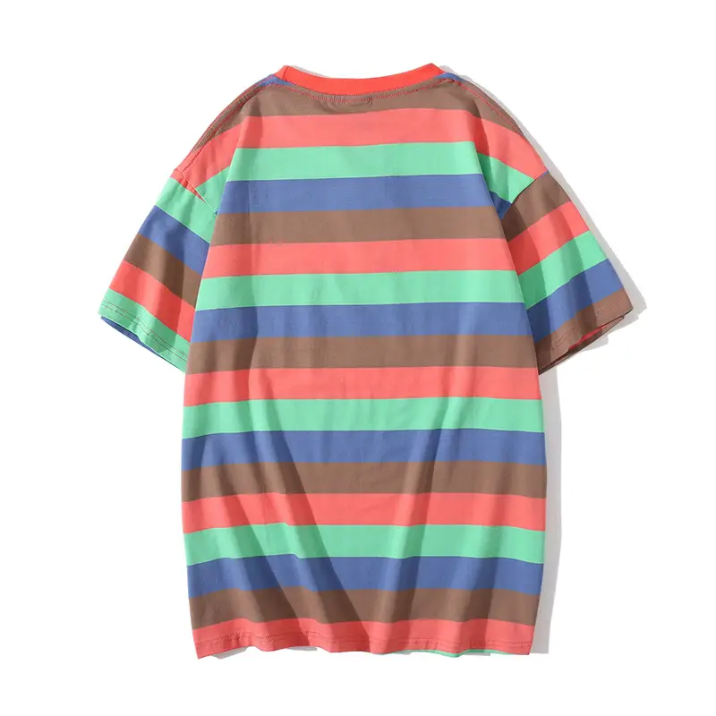 Pure Cotton Striped Women T-Shirt Loose Fit Multicolor - Image 8