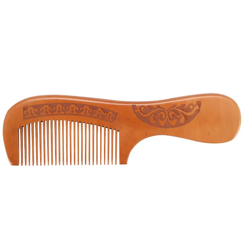 Peach Wood Hair Comb with Sandalwood Design - Image 11