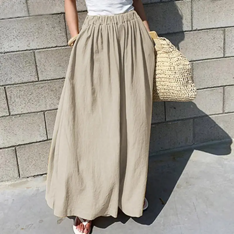 Oversized Wide Leg Pants Black Yellow Beige Cotton Linen - Image 8