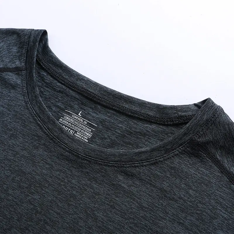 Men Blue Ice Silk Round Neck T-Shirt Medium - Image 6