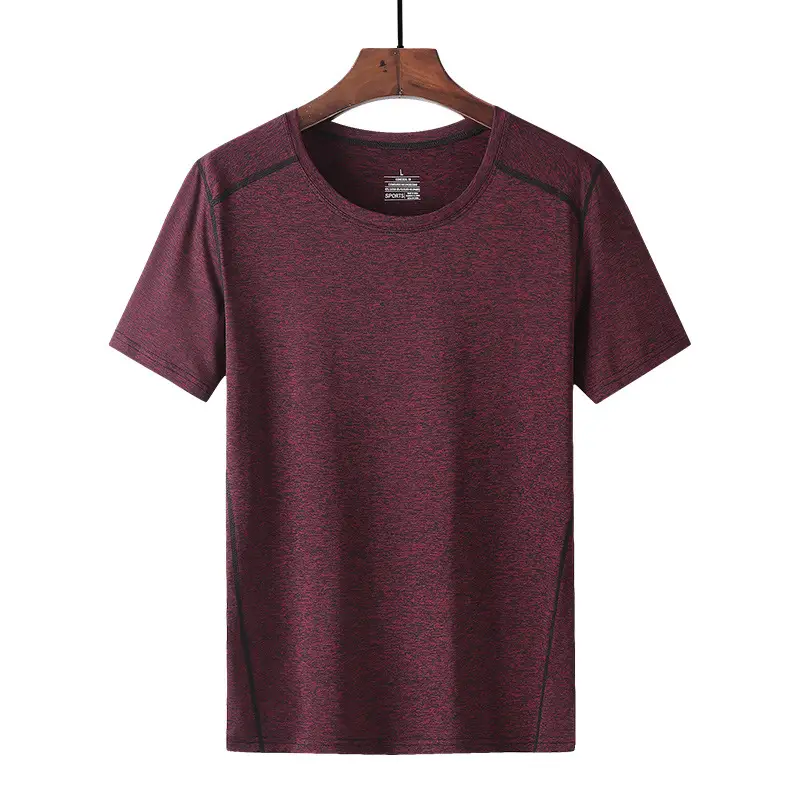 Men Blue Ice Silk Round Neck T-Shirt Medium - Image 3