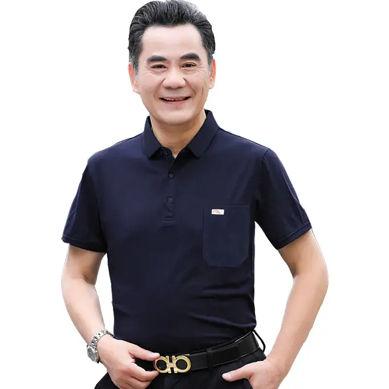 Dad's Navy Blue Polo Shirt for Men 50+ - Image 3