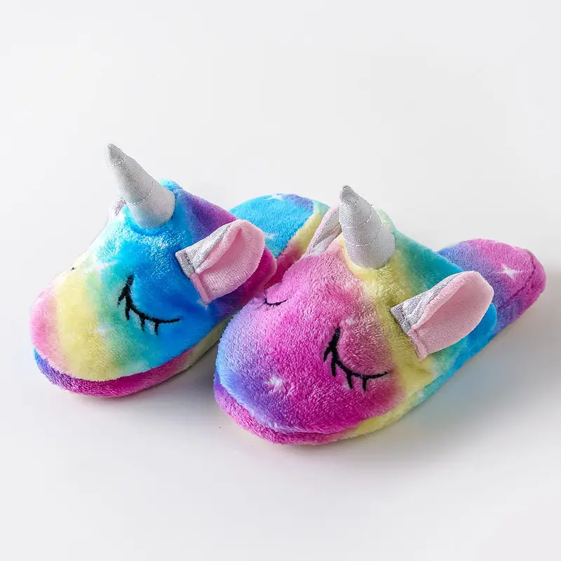 Flannel Cartoon Unicorn Home Baby Shoes Large Children Non-slip Cotton Slippers Indoor Autumn and Winter