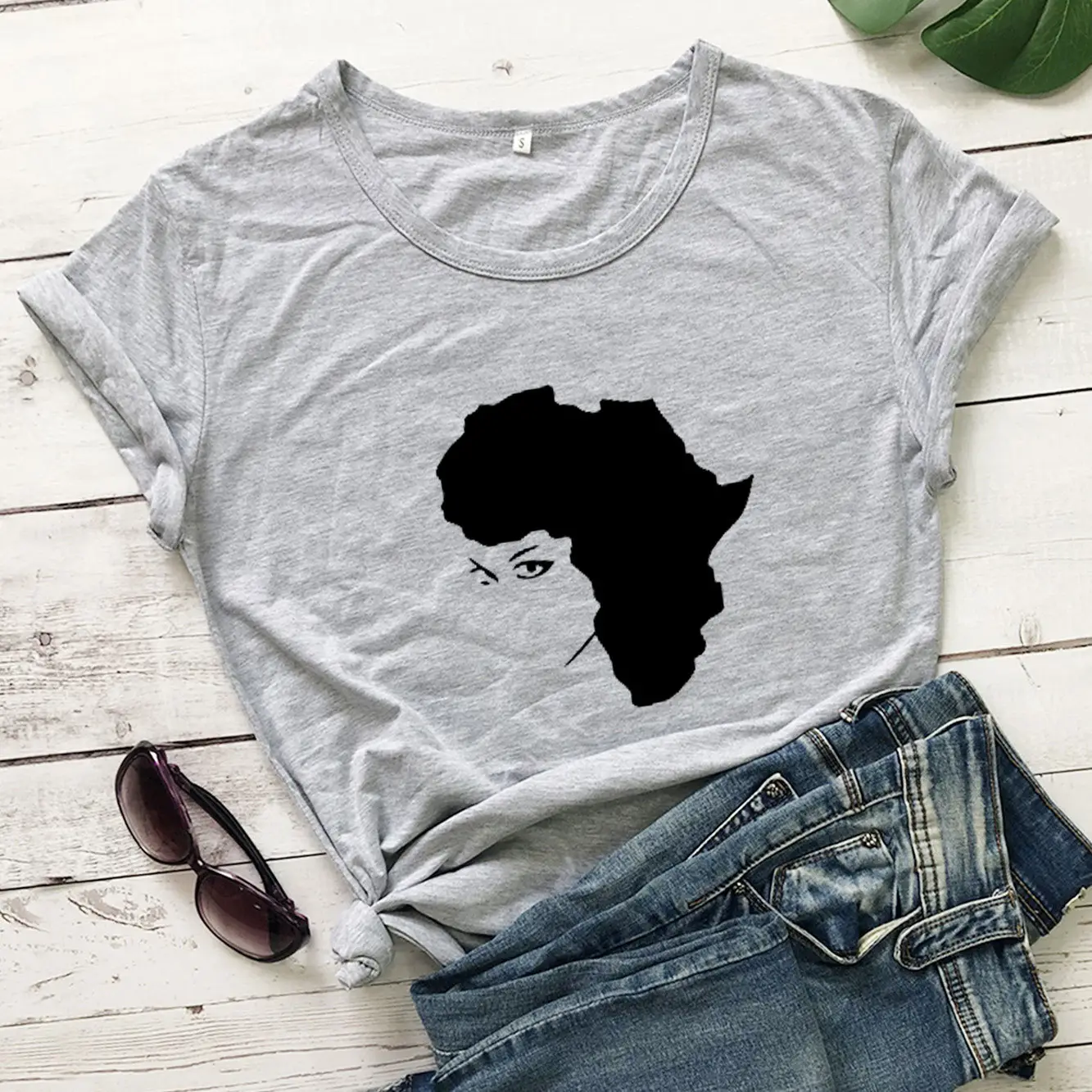 Black Hair Girl Map Design T-Shirt White - Image 3