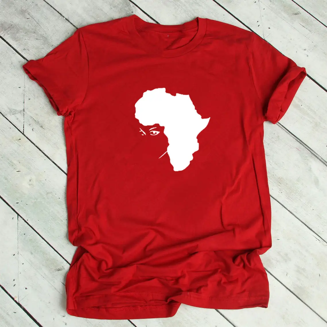 Black Hair Girl Map Design T-Shirt White - Image 7