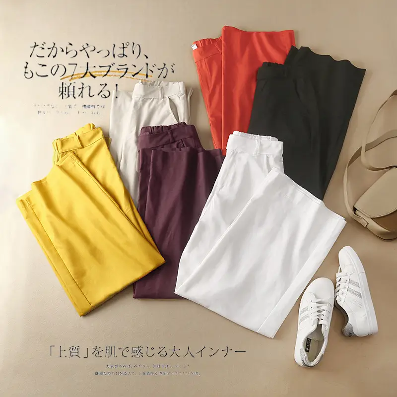 Summer Wide-leg Yellow Pants 2020 Loose Draping — feature 18