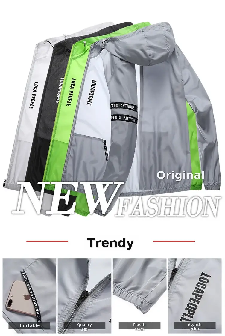 Men's Neon Hooded Sun Protection Jacket — feature 1