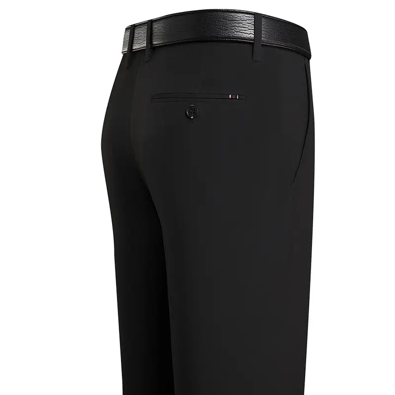 Men Ice Silk Elastic Waist Pants Summer Beige - Image 9
