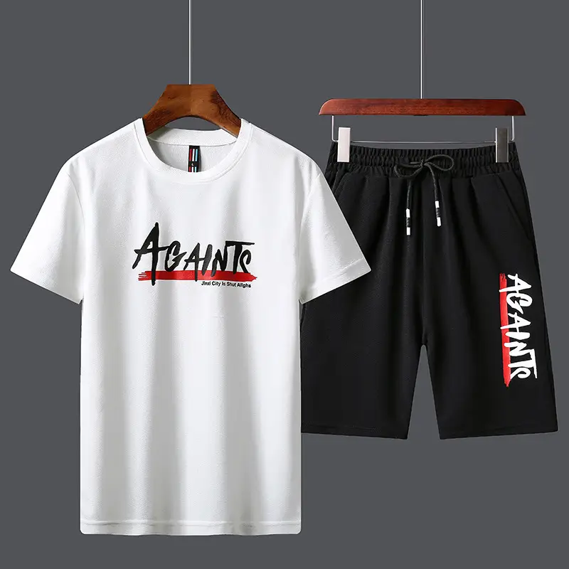 Men Korean Summer Suit Red Black Shorts Set - Image 7