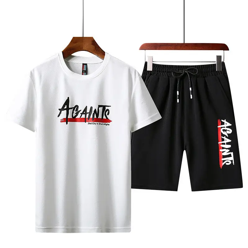 Men Korean Summer Suit Red Black Shorts Set - Image 10