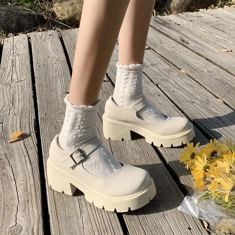Mary Jane small leather shoes 2024 new thick-soled British style women's shoes spring and autumn versatile with skirt high heel shoes - Image 2