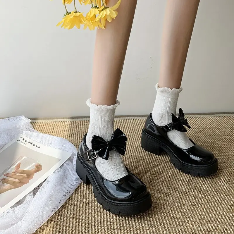Mary Jane small leather shoes 2024 new thick-soled British style women's shoes spring and autumn versatile with skirt high heel shoes - Image 4