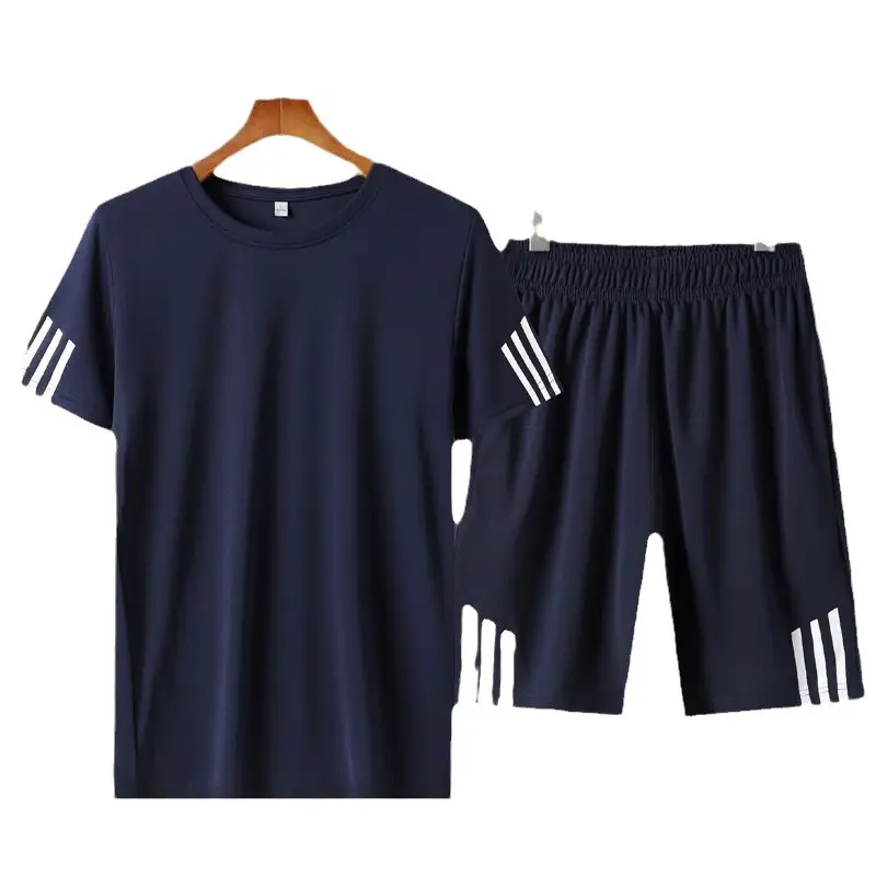 Men Red Black Sports Suit Large Size Shorts T-Shirt - Image 12