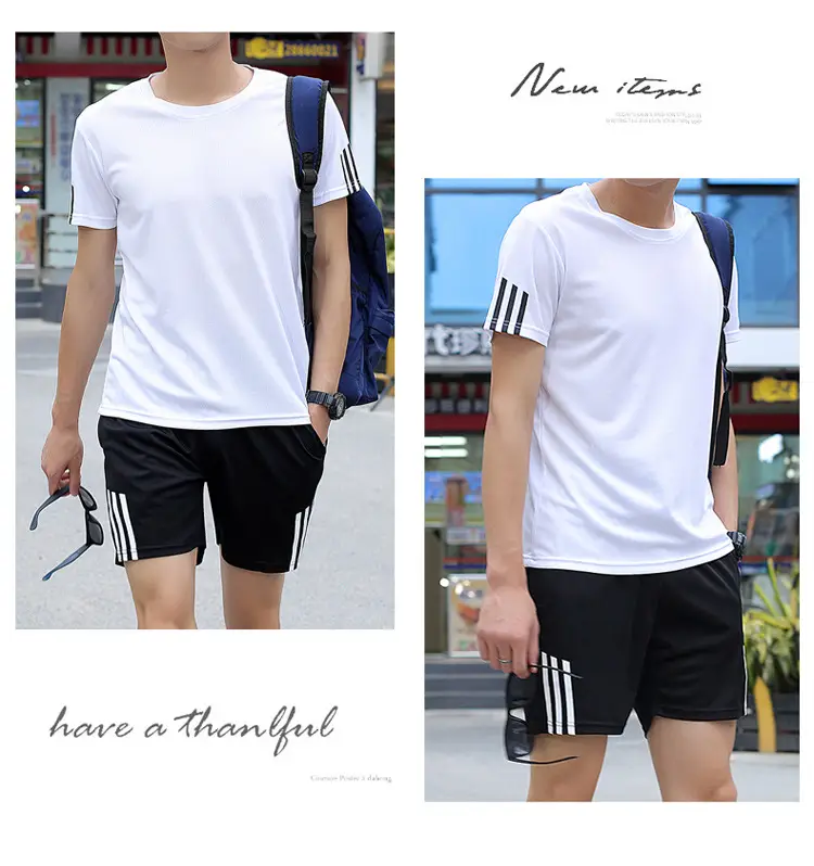 Men Red Black Sports Suit Large Size Shorts T-Shirt — feature 12