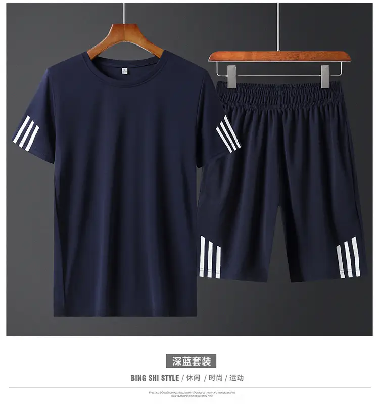 Men Red Black Sports Suit Large Size Shorts T-Shirt — feature 18