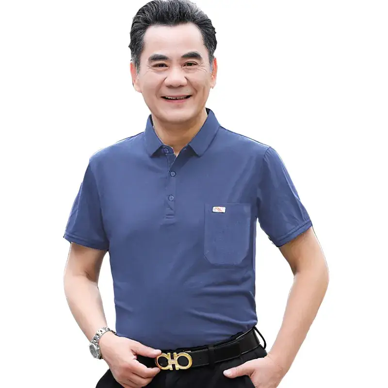 Men Blue Polo Shirt with Real Pocket for Summer Business Casual Wear - Image 4