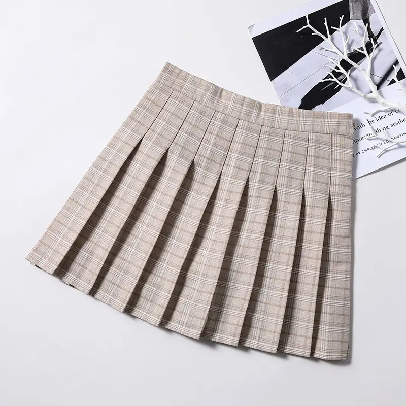 Women Pleated Plaid Skirt Plus Size Pink Summer 2026 - Image 2