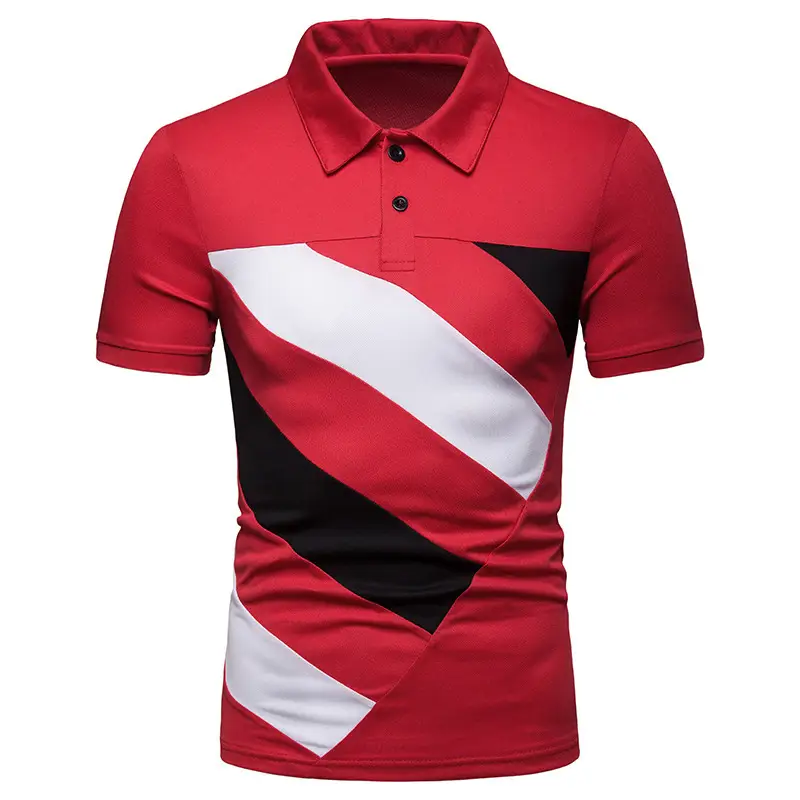 Men's Red Graphic Polo Shirt Short Sleeve Collar — feature 5
