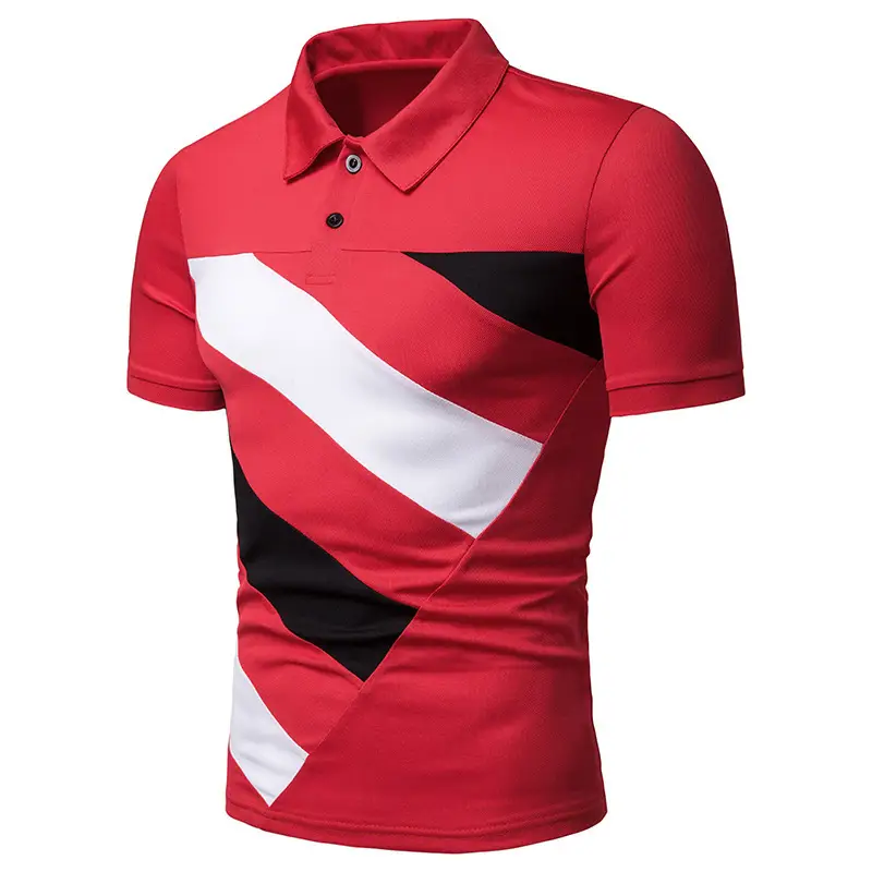 Men's Red Graphic Polo Shirt Short Sleeve Collar — feature 6
