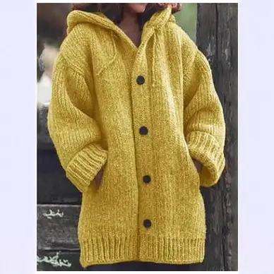 Grey Knitted Hoodie Plus Size Women's Long Sleeve - Image 11