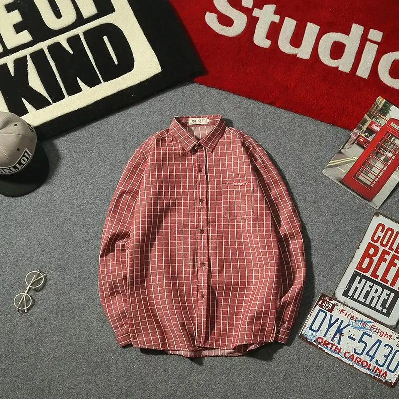 2020 Men Plaid Slim Fit Long Sleeve Shirt - Image 4