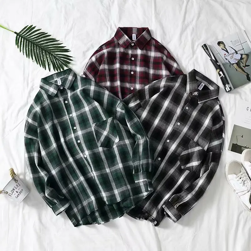 Men's Red Plaid Button Shirt Long Sleeve - Image 6