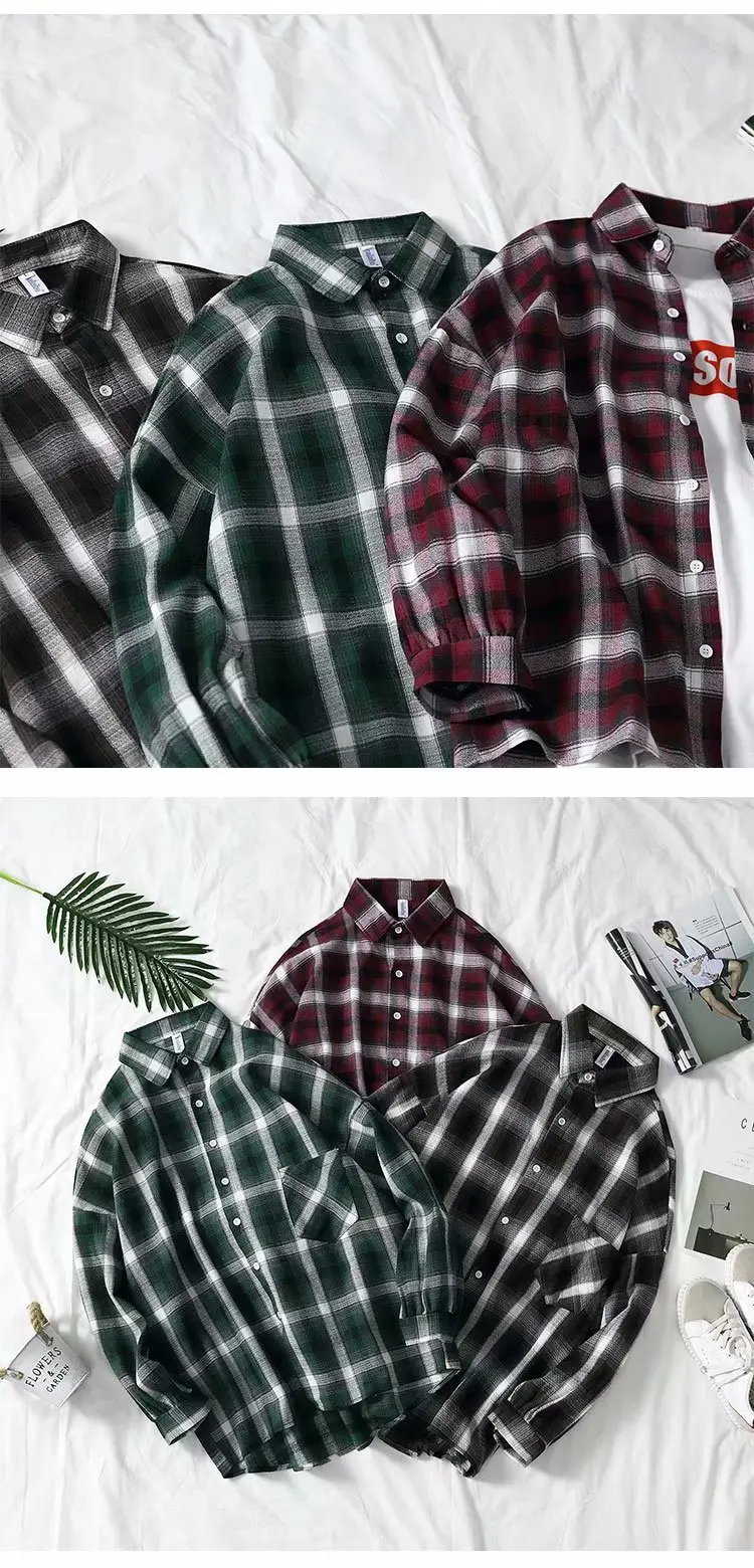 Men's Red Plaid Button Shirt Long Sleeve — feature 2