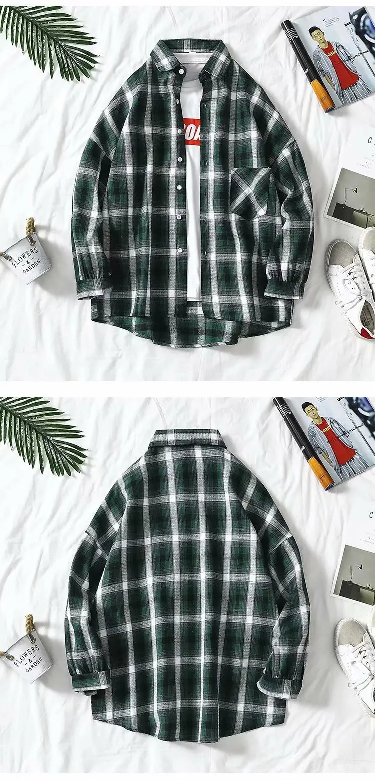 Men's Red Plaid Button Shirt Long Sleeve — feature 4