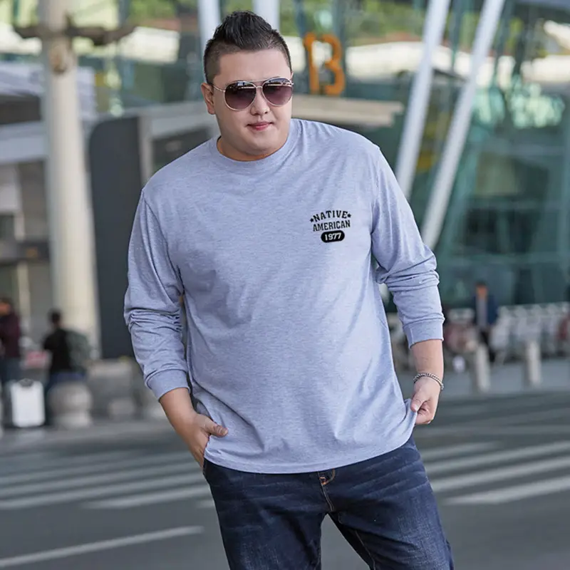Men Cotton Long Sleeve T-Shirt Red Round Neck