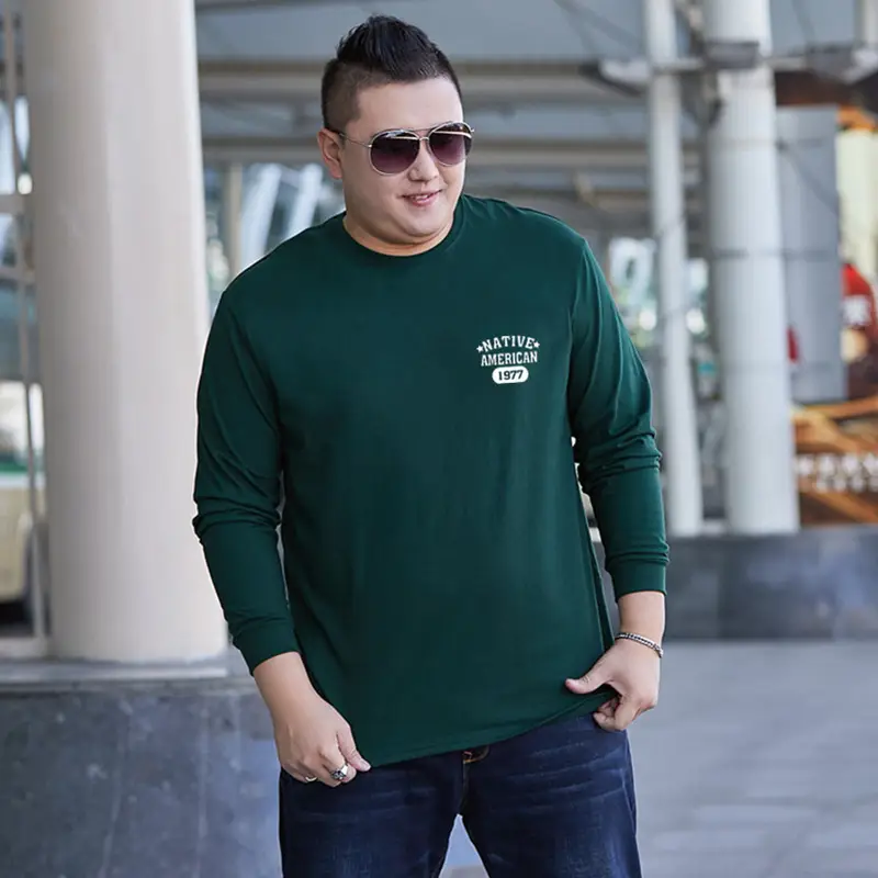 Men Cotton Long Sleeve T-Shirt Red Round Neck