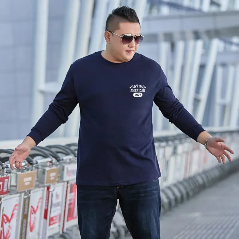 Men Cotton Long Sleeve T-Shirt Red Round Neck