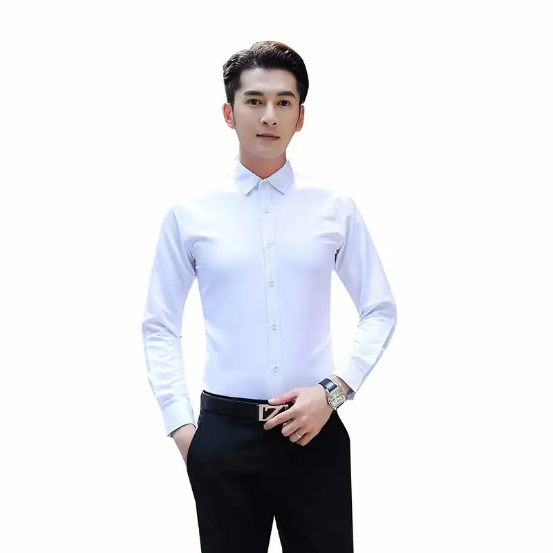 Men's Maroon Slim Fit Business Shirt with Button Front - Image 8