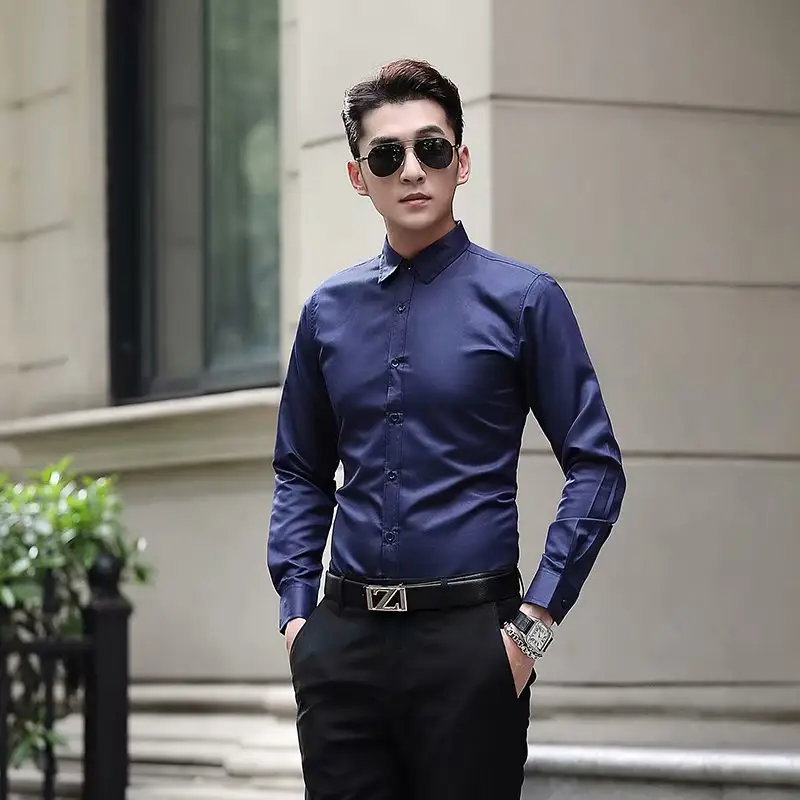 Men's Maroon Slim Fit Business Shirt with Button Front - Image 2