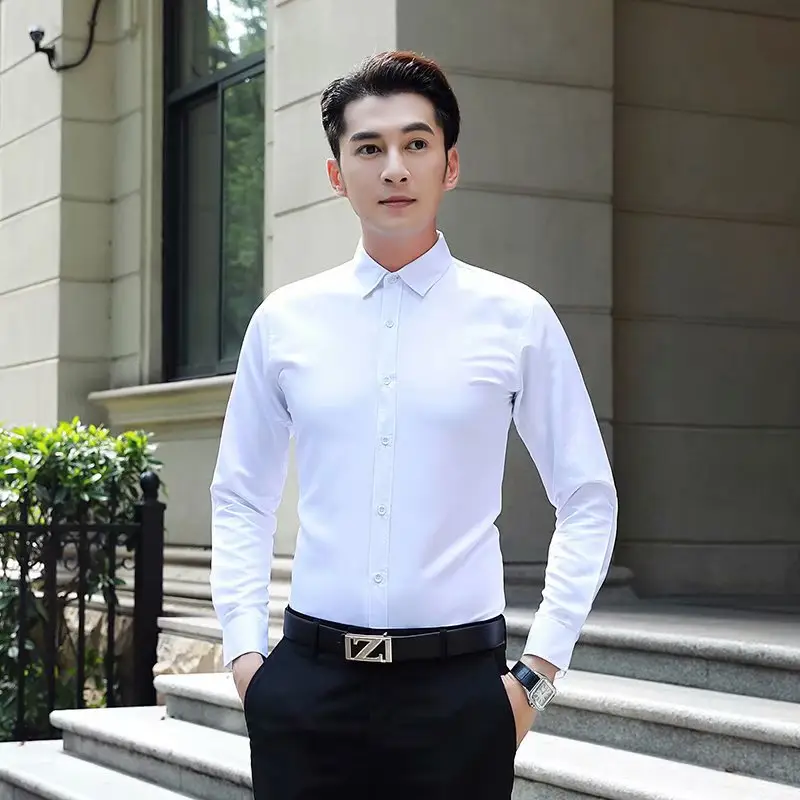 Men's Maroon Slim Fit Business Shirt with Button Front - Image 5