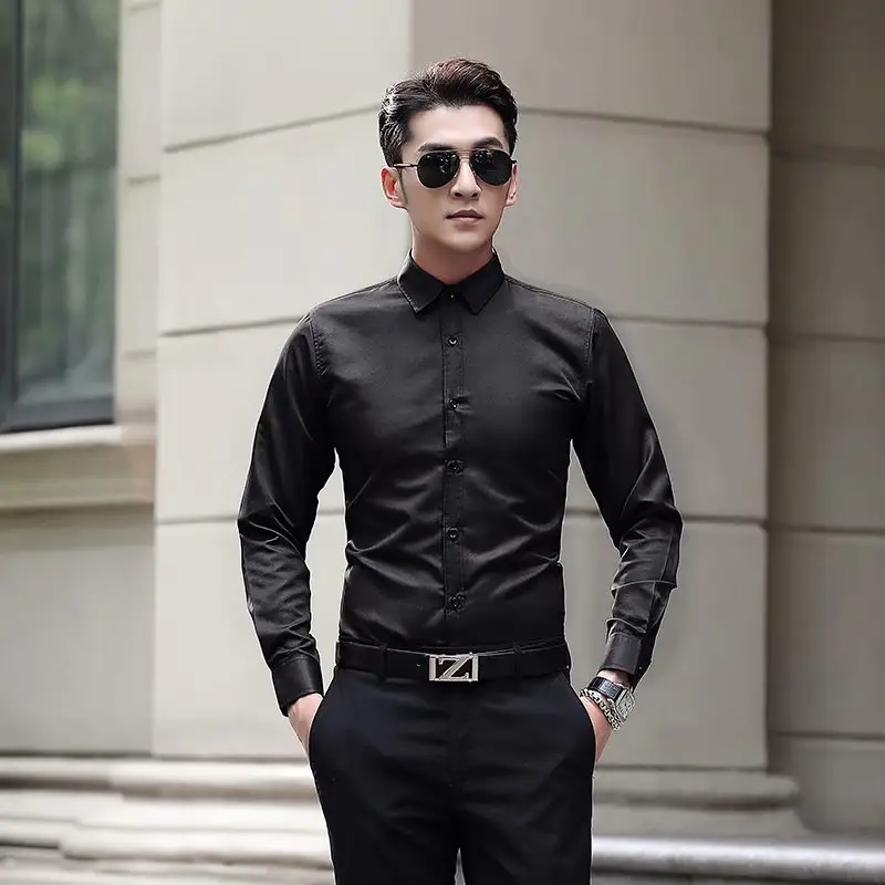 Men's Maroon Slim Fit Business Shirt with Button Front - Image 6