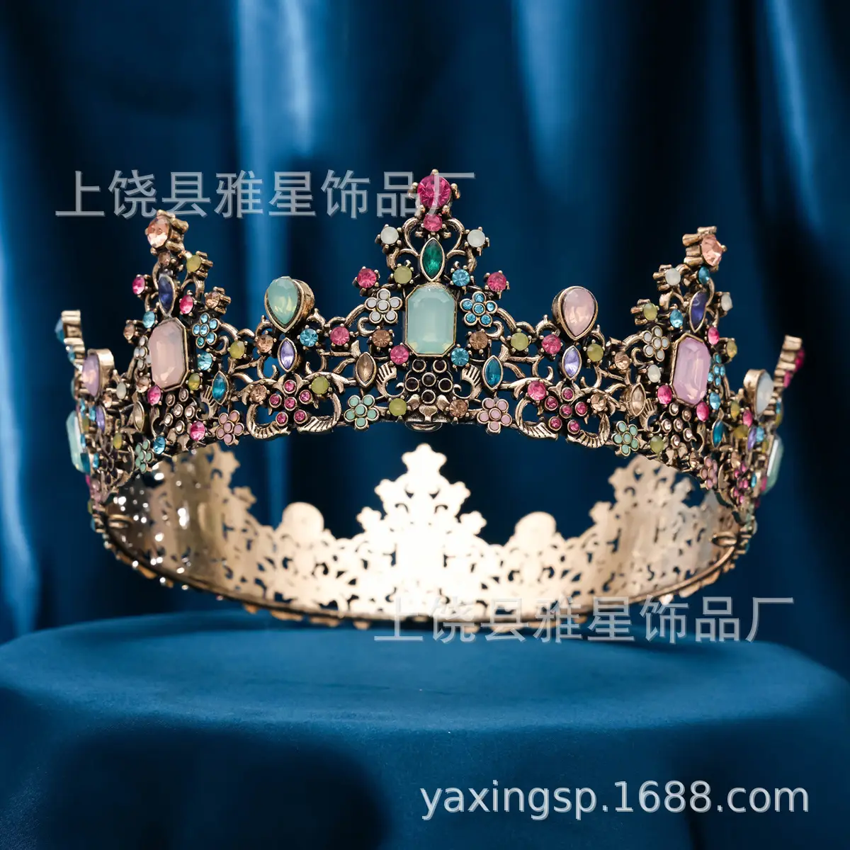 2024 Bridal Crown with Multi Color Gemstones and Pearl Accents - Image 4