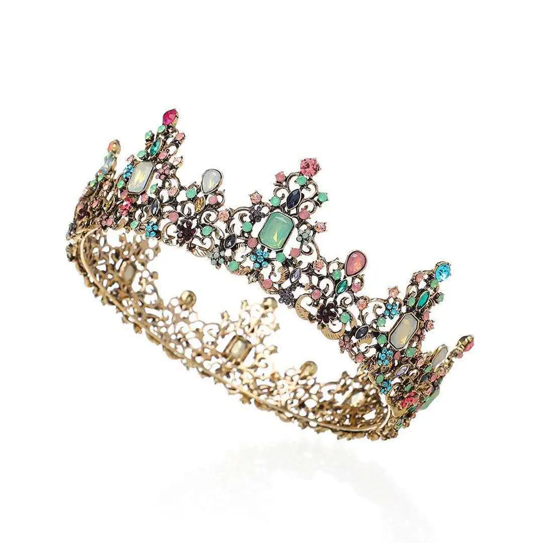 2024 Bridal Crown with Multi Color Gemstones and Pearl Accents - Image 7