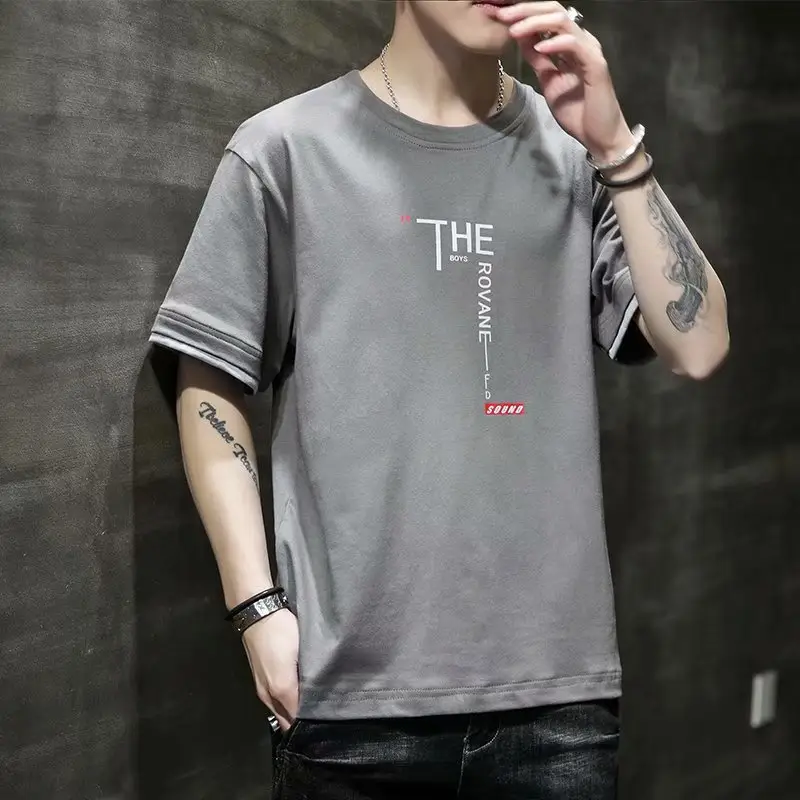 Men Grey Graphic T-Shirt Short Sleeve Summer Wear - Image 9
