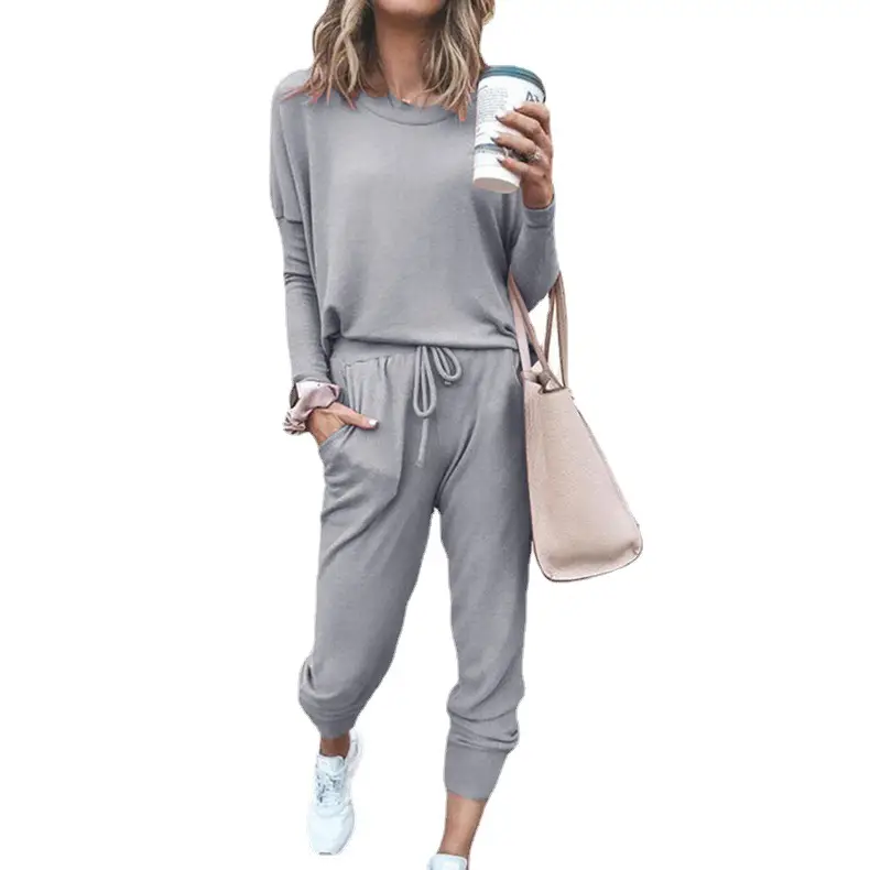 2024 Women's Grey Long Sleeve Sweatshirt Track Suit - Image 9