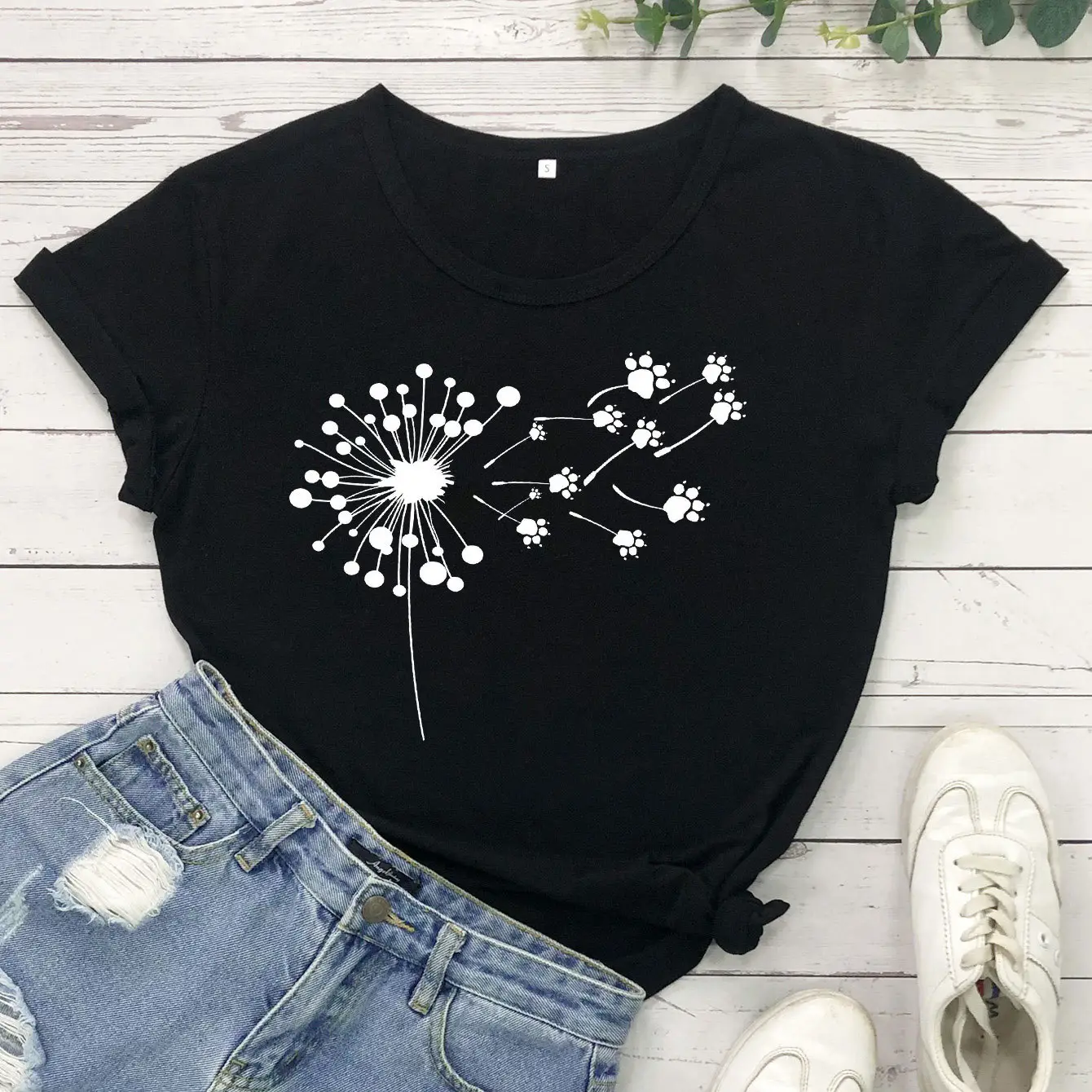 Yellow Dandelion Print T-Shirt for Women