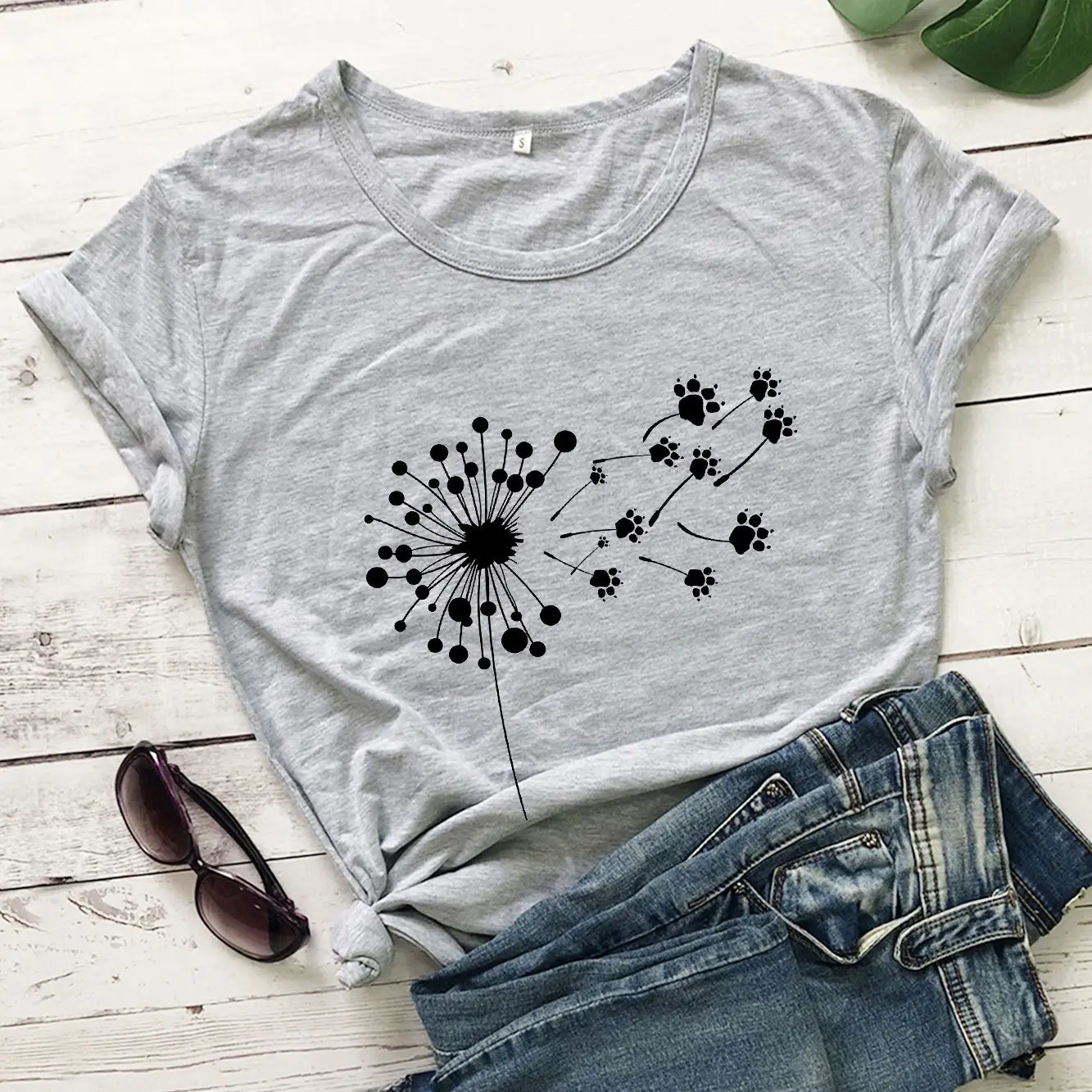 Yellow Dandelion Print T-Shirt for Women