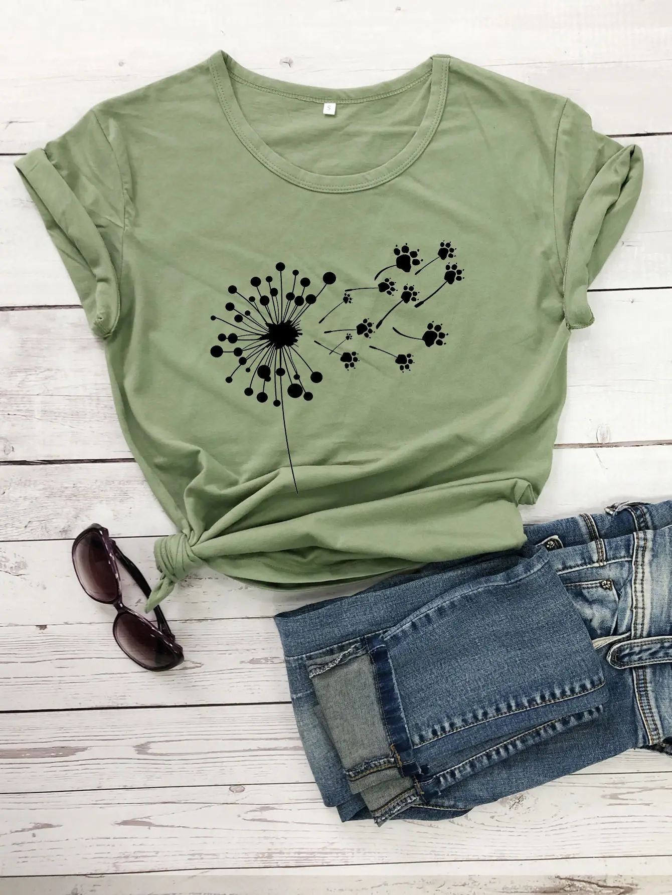 Yellow Dandelion Print T-Shirt for Women