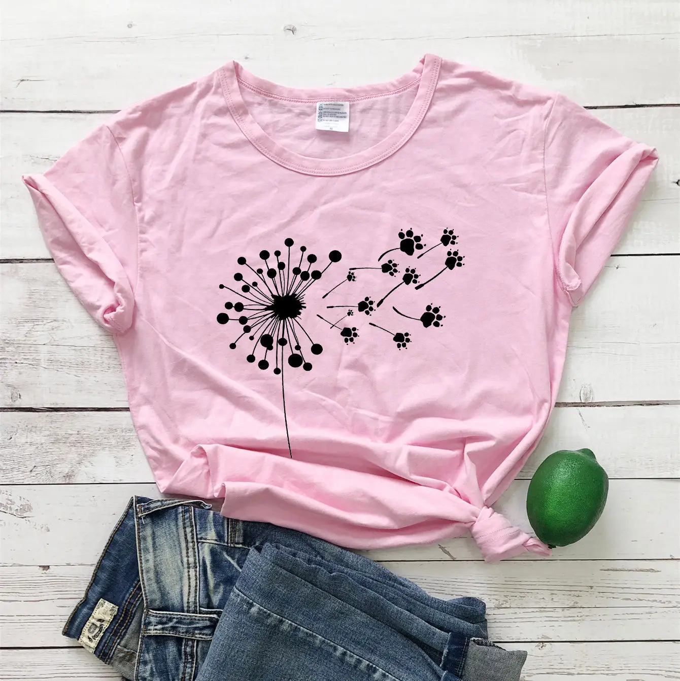 Yellow Dandelion Print T-Shirt for Women
