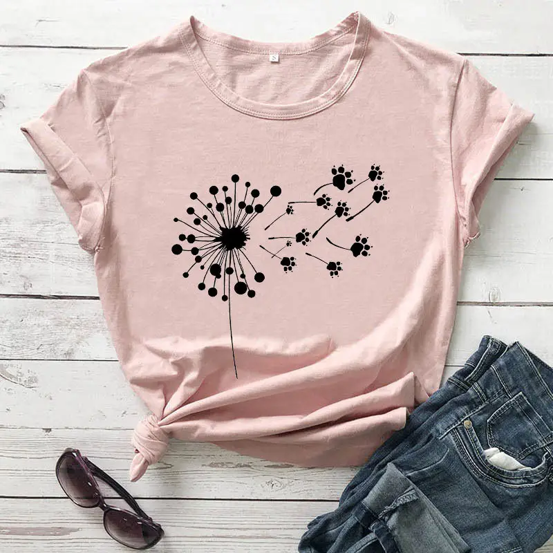 Yellow Dandelion Print T-Shirt for Women